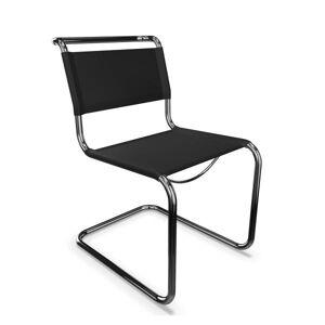 THONET chaise S 33 (Black - Cuir pleine fleur et acier chrome)