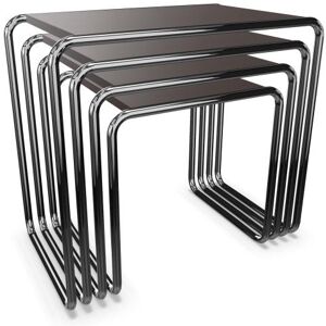 THONET set de 4 tables basses B 9 (Black - Hetre I and acier chromee)