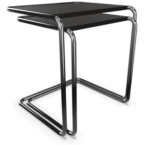 THONET set de 2 tables basses B 97 (Black - Hetre I and acier chromee)