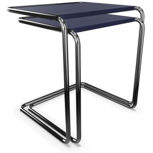 THONET set de 2 tables basses B 97 (Blue black - Hetre II and acier chromee)