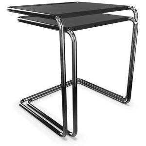 THONET set de 2 tables basses B 97 (Black grey RAL 7021 - Hetre II and acier chromee)