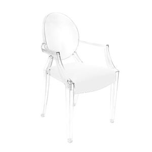 MYAREADESIGN set de 4 chaises KARTELL LOUIS GHOST avec le coussins IL CUSCINO (Blanc cod. 01 - Eco-cuir Greta)