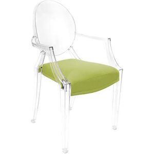 MYAREADESIGN set de 4 chaises KARTELL LOUIS GHOST avec le coussins IL CUSCINO (Vert acide cod. 11 - Eco-cuir Greta)