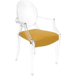 MYAREADESIGN set de 4 chaises KARTELL LOUIS GHOST avec le coussins IL CUSCINO (Jaune cod. 14 - Eco-cuir Greta)