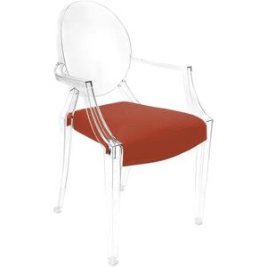 MYAREADESIGN set de 4 chaises KARTELL LOUIS GHOST avec le coussins IL CUSCINO (Orange cod. 15 - Eco-cuir Greta)