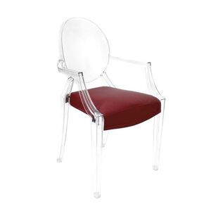 MYAREADESIGN set de 4 chaises KARTELL LOUIS GHOST avec le coussins IL CUSCINO (Bordeaux cod. 17 - Eco-cuir Greta)