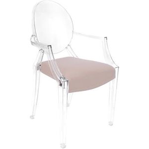 MYAREADESIGN set de 4 chaises KARTELL LOUIS GHOST avec le coussins IL CUSCINO (Rose antique cod. 18 - Eco-cuir Greta)