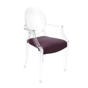 MYAREADESIGN set de 4 chaises KARTELL LOUIS GHOST avec le coussins IL CUSCINO (Prune cod. 19 - Eco-cuir Greta)