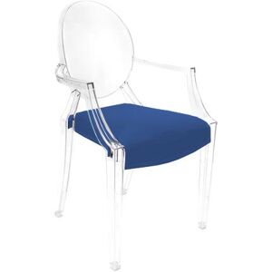 MYAREADESIGN set de 4 chaises KARTELL LOUIS GHOST avec le coussins IL CUSCINO (Bleu electrique cod. 24 - Eco-cuir Greta)