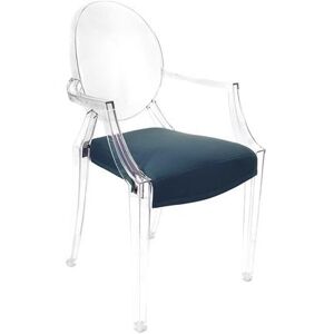 MYAREADESIGN IL CUSCINO coussin pour chaise KARTELL LOUIS GHOST (Bleu nuit cod. 25 - Eco-cuir Greta)