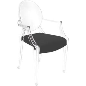 MYAREADESIGN set de 4 chaises KARTELL LOUIS GHOST avec le coussins IL CUSCINO (Anthracite cod. 29 - Eco-cuir Greta)