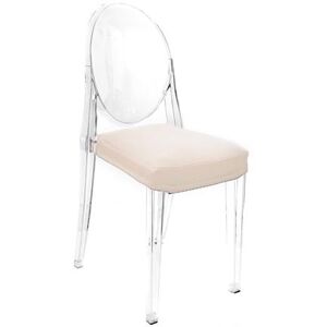 MYAREADESIGN set de 4 chaises KARTELL VICTORIA GHOST avec coussins IL CUSCINO (Creme cod. 03 - Eco-cuir Greta)