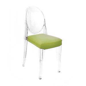 MYAREADESIGN set de 4 chaises KARTELL VICTORIA GHOST avec coussins IL CUSCINO (Vert acide cod. 11 - Eco-cuir Greta)