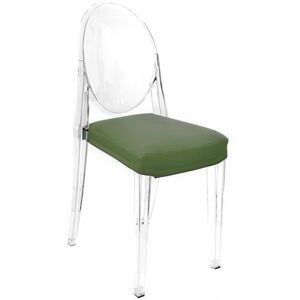 MYAREADESIGN set de 4 chaises KARTELL VICTORIA GHOST avec coussins IL CUSCINO (Vert cod. 12 - Eco-cuir Greta)