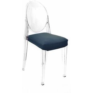 MYAREADESIGN set de 4 chaises KARTELL VICTORIA GHOST avec coussins IL CUSCINO (Bleu nuit cod. 25 - Eco-cuir Greta)