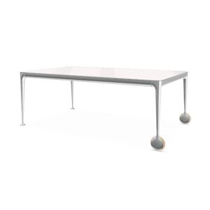 MAGIS table avec roues BIG WILL 200 x 105 cm (Blanc brillant - Pieds en aluminium brillant et plateau en cristal trempe brillant)