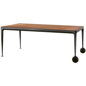 MAGIS table avec roues BIG WILL 200 x 105 cm (Noyer americain et noir mat - Pieds en aluminium peint et plateau en bois)