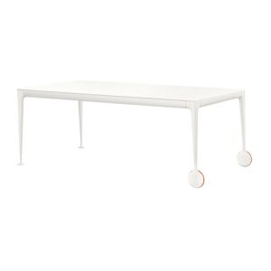 MAGIS table avec roues BIG WILL 240 x 115 cm (Blanc Opaque - Pieds en aluminium mat et plateau en cristal trempe grave)