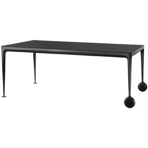 MAGIS table avec roues BIG WILL 240 x 115 cm (Noir mat - Pieds en aluminium mat et plateau en cristal trempe grave)