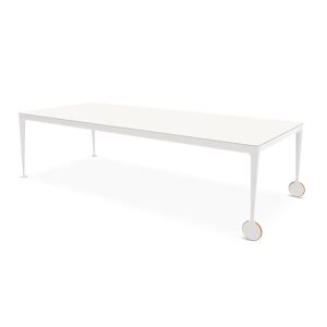 MAGIS table avec roues BIG WILL 280 x 125 cm (Blanc Opaque - Pieds en aluminium mat et plateau en cristal trempe grave)