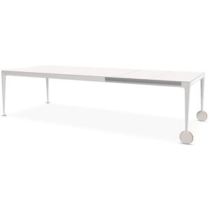 MAGIS table extensible avec roues BIG WILL (Blanc Opaque - Pieds en aluminium mat et plateau en cristal trempe grave)