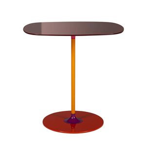 KARTELL table basse THIERRY 33 x 50 cm (Bordeaux - Verre trempe peint au dos et acier peint)
