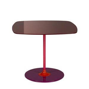 KARTELL table basse THIERRY 50 x 50 cm (Bordeaux - Verre trempe peint au dos et acier peint)