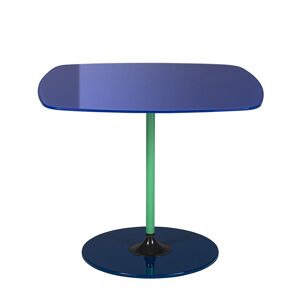 KARTELL table basse THIERRY 50 x 50 cm (Bleu - Verre trempe peint au dos et acier peint)