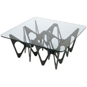 ZANOTTA table basse BUTTERFLY (Noir 90x90 - chene / verre)