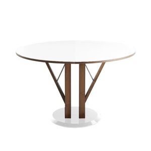 HORM table ronde extensible a rallonge FLOWER (Blanc, noyer et marbre de Carrare - Bois massif, Fenix et marbre)