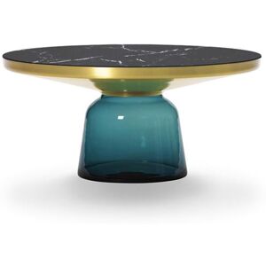 CLASSICON table BELL COFFEE TABLE avec la structure en laiton (bleu Montana - Plateau en marbre noir Marquina et base en verre souffle)