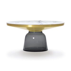 CLASSICON table BELL COFFEE TABLE avec la structure en laiton (gris quartz - Plateau en marbre Bianco Carrara et base en verre souffle)