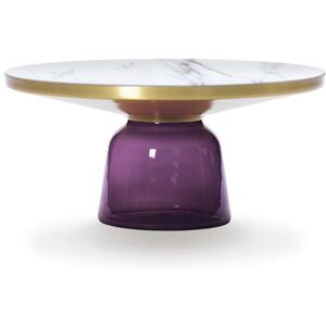 CLASSICON table BELL COFFEE TABLE avec la structure en laiton (Violet amethyste - Plateau en marbre Bianco Carrara et base en verre souffle)