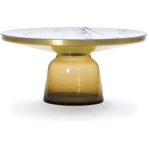 CLASSICON table BELL COFFEE TABLE avec la structure en laiton (Ambre - Plateau en marbre Bianco Carrara et base en verre souffle)