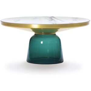 CLASSICON table BELL COFFEE TABLE avec la structure en laiton (Vert emeraude - Plateau en marbre Bianco Carrara et base en verre souffle)