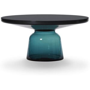 CLASSICON table BELL COFFEE TABLE avec la structure en acier noir (bleu Montana - Plateau en cristal noir et base en verre souffle)