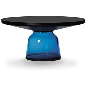 CLASSICON table BELL COFFEE TABLE avec la structure en acier noir (Bleu saphir - Plateau en cristal noir et base en verre souffle)