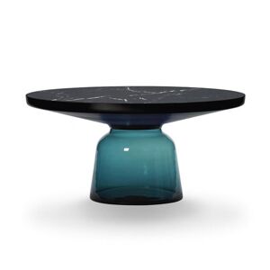 CLASSICON table BELL COFFEE TABLE avec la structure en acier noir (bleu Montana - Plateau en marbre noir Marquina et base en verre souffle)