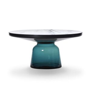 CLASSICON table BELL COFFEE TABLE avec la structure en acier noir (bleu Montana - Plateau en marbre Bianco Carrara et base en verre souffle)