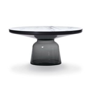 CLASSICON table BELL COFFEE TABLE avec la structure en acier noir (gris quartz - Plateau en marbre Bianco Carrara et base en verre souffle)