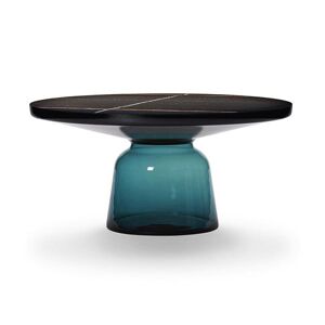 CLASSICON table BELL COFFEE TABLE avec la structure en acier noir (bleu Montana - Plateau en marbre Sahara Noir et base en verre souffle)