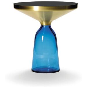 CLASSICON table BELL SIDE TABLE avec la structure en laiton (Bleu saphir - Plateau en cristal noir et base en verre souffle)