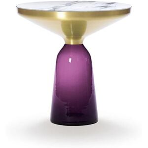 CLASSICON table BELL SIDE TABLE avec la structure en laiton (Violet amethyste - Plateau en marbre Bianco Carrara et base en verre souffle)