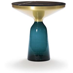 CLASSICON table BELL SIDE TABLE avec la structure en laiton (bleu Montana - Plateau en marbre Sahara Noir et base en verre souffle)