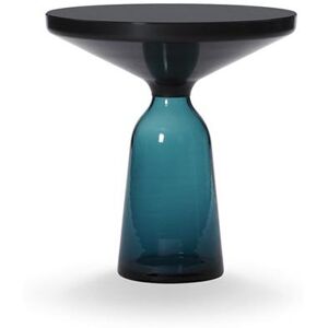 CLASSICON table BELL SIDE TABLE avec la structure en acier noir (bleu Montana - Plateau en cristal noir et base en verre souffle)