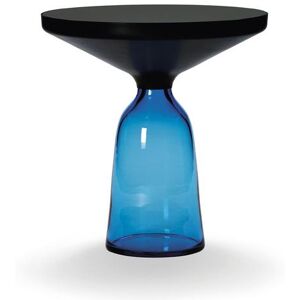 CLASSICON table BELL SIDE TABLE avec la structure en acier noir (Bleu saphir - Plateau en cristal noir et base en verre souffle)