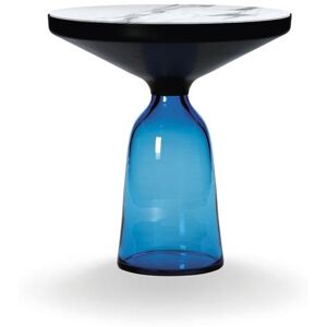 CLASSICON table BELL SIDE TABLE avec la structure en acier noir (Bleu saphir - Plateau en marbre Bianco Carrara et base en verre souffle)