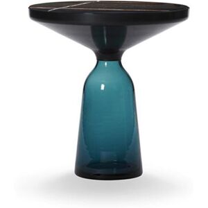 CLASSICON table BELL SIDE TABLE avec la structure en acier noir (bleu Montana - Plateau en marbre Sahara Noir et base en verre souffle)