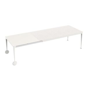 MAGIS table extensible avec roues BIG WILL (Chene blanchi et blanc mat - Pieds en aluminium peint et plateau en bois)