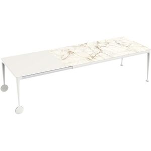 MAGIS table extensible avec roues BIG WILL (Marbre blanc Calacatta et blanc mat - Pieds en aluminium peint et plateau en gres)